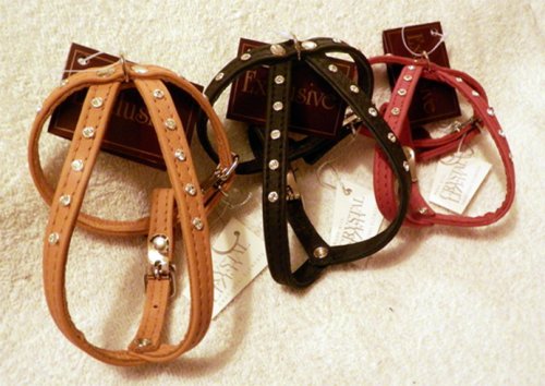 Harness in calfskin nappa with Swarovski crystals