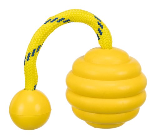 Rubber ball with rope and knob